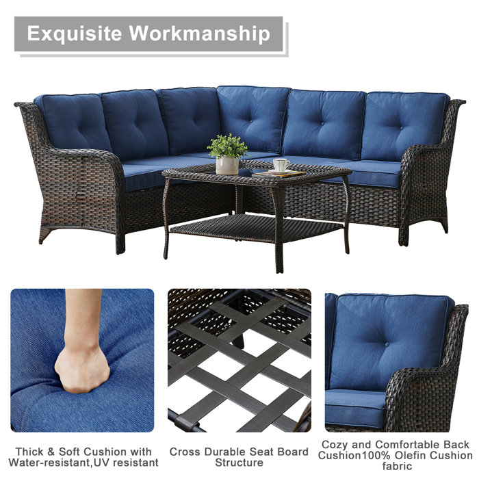 Red Barrel Studio® 50.78'' Wicker Outdoor Patio Sectional Wayfair